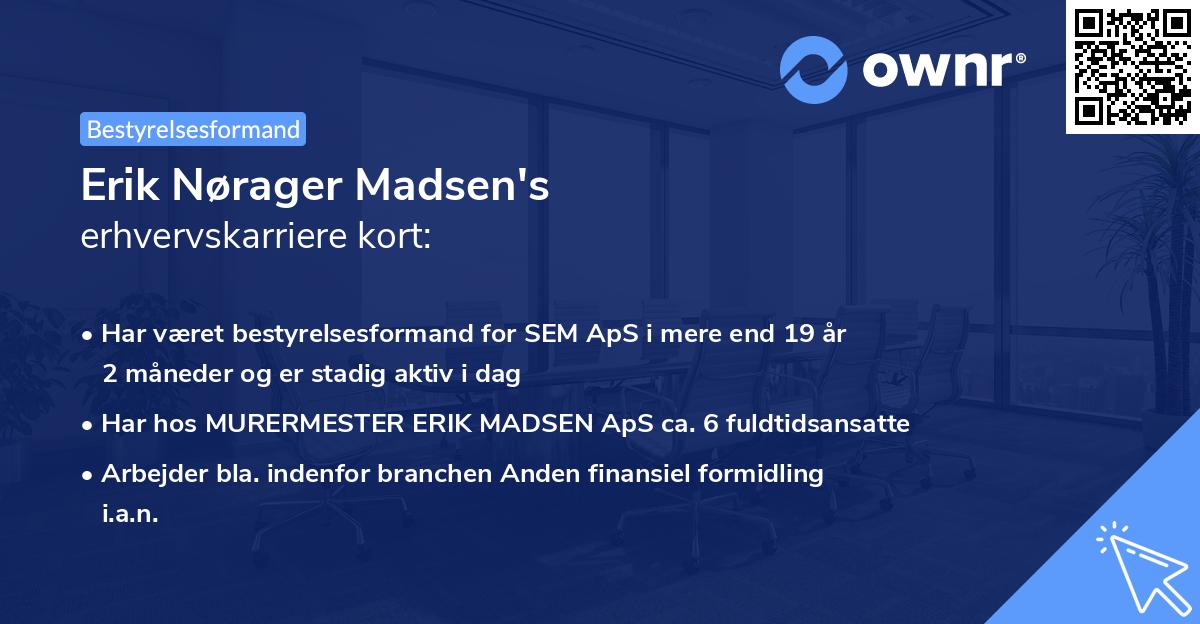 Erik Nørager Madsen's erhvervskarriere kort