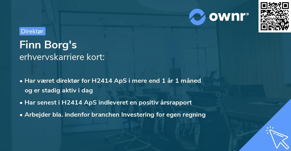 Finn Borg's erhvervskarriere kort