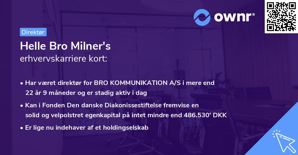 Helle Bro Milner's erhvervskarriere kort