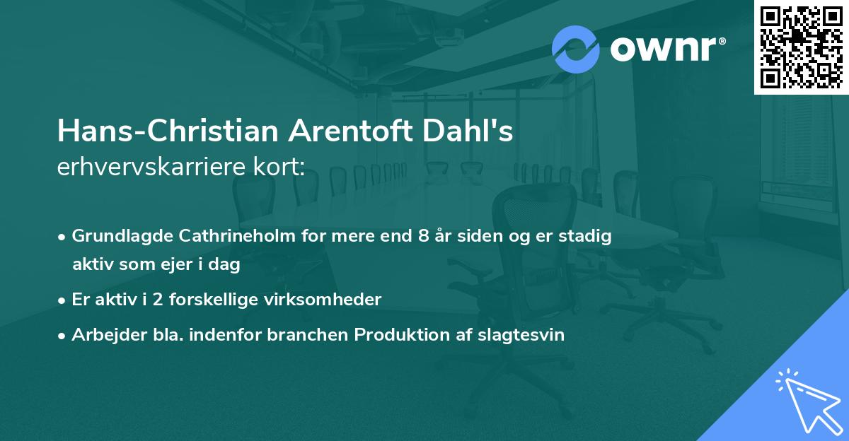 Hans-Christian Arentoft Dahl's erhvervskarriere kort