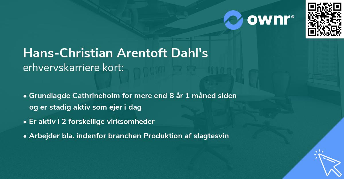 Hans-Christian Arentoft Dahl's erhvervskarriere kort