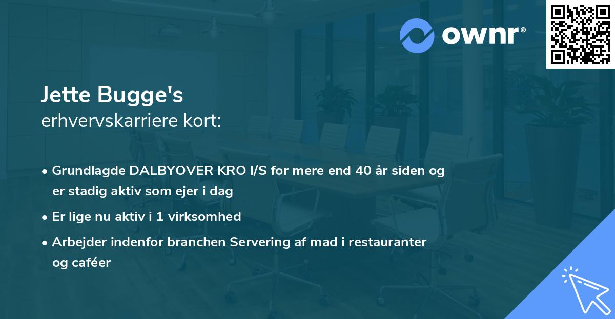 Jette Bugge's erhvervskarriere kort