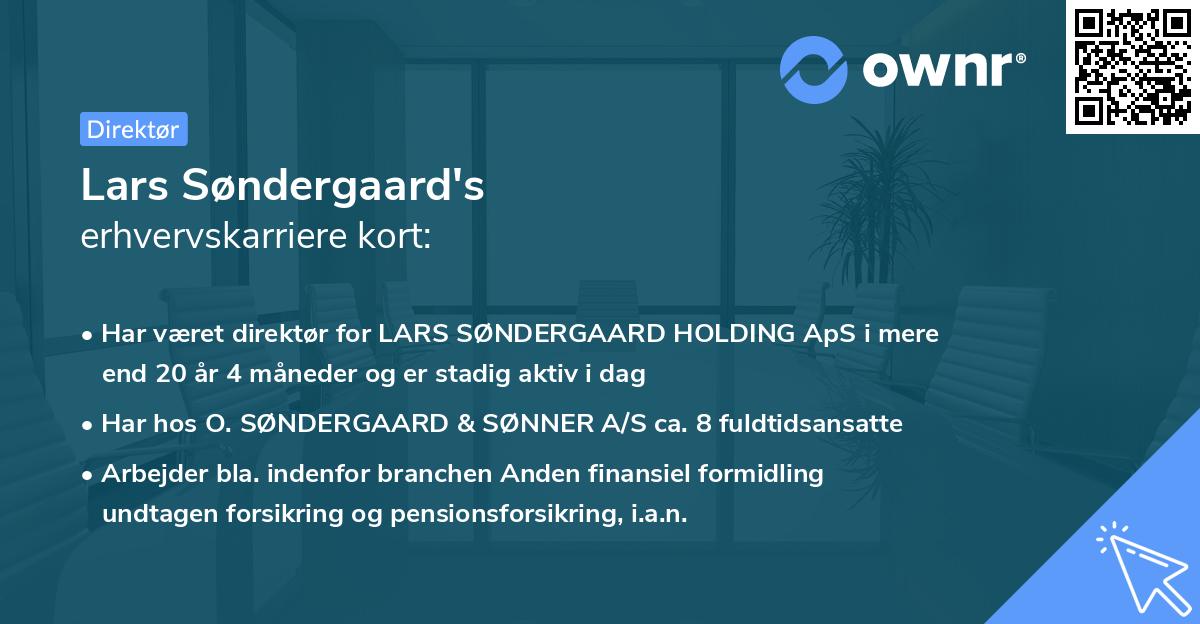 Lars Søndergaard's erhvervskarriere kort