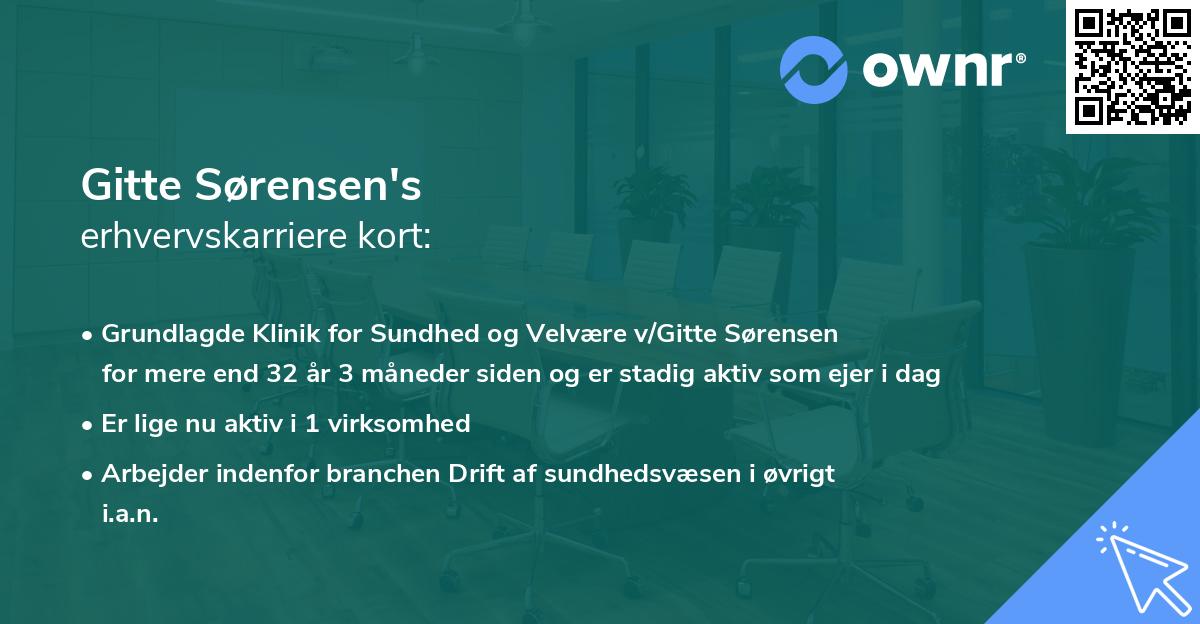 Gitte Sørensen's erhvervskarriere kort