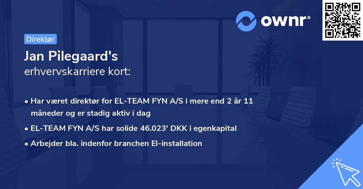 Jan Pilegaard's erhvervskarriere kort