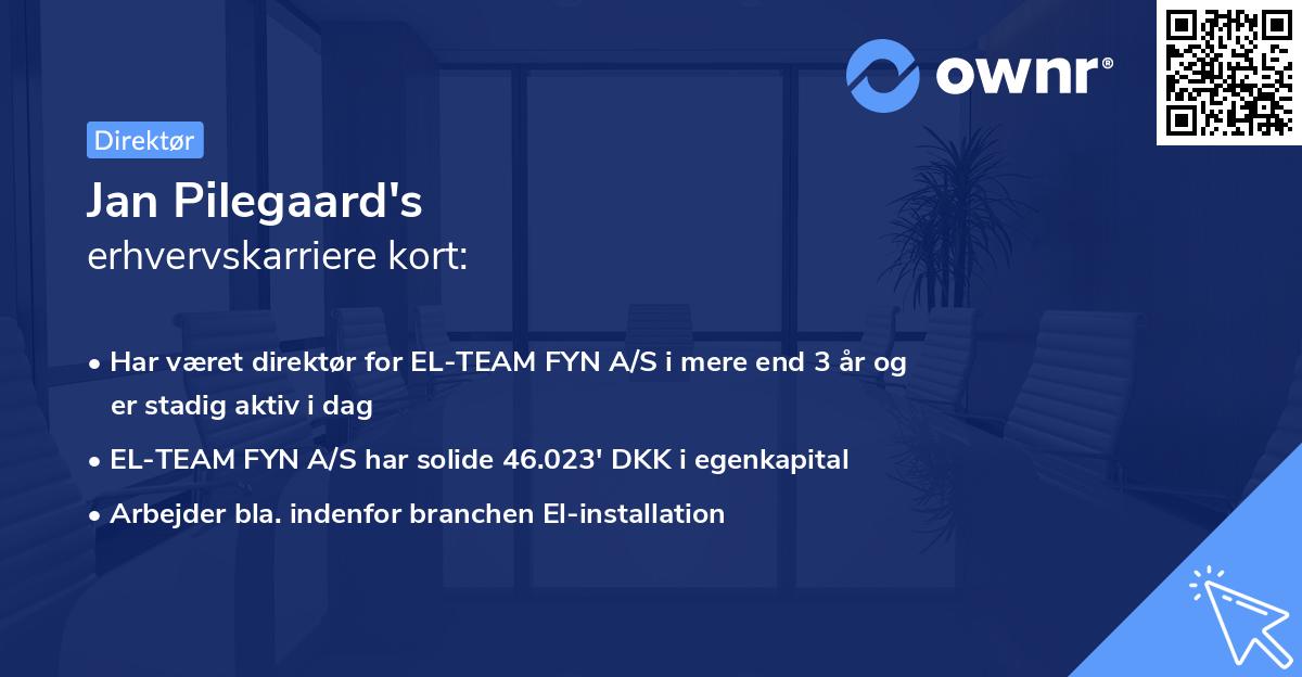 Jan Pilegaard's erhvervskarriere kort
