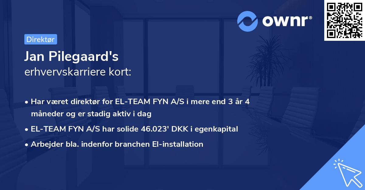 Jan Pilegaard's erhvervskarriere kort