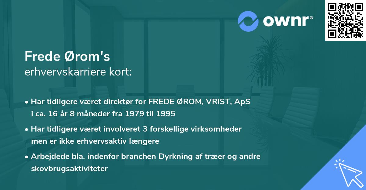 Frede Ørom's erhvervskarriere kort