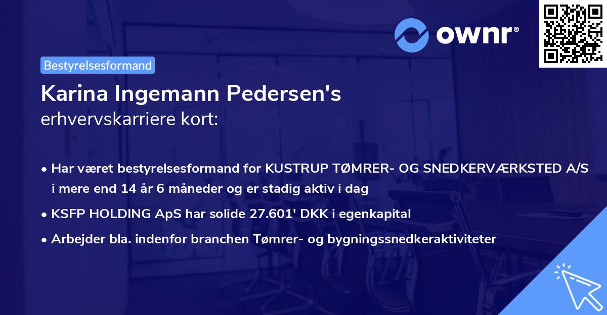 Karina Ingemann Pedersen's erhvervskarriere kort