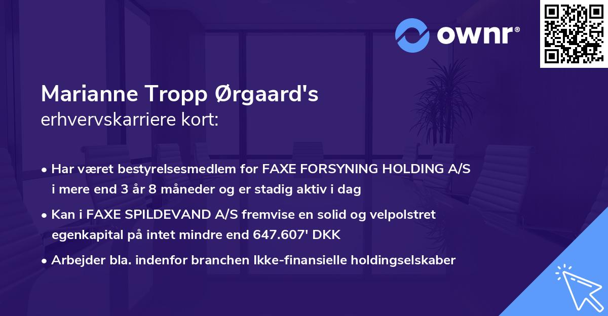 Marianne Tropp Ørgaard's erhvervskarriere kort
