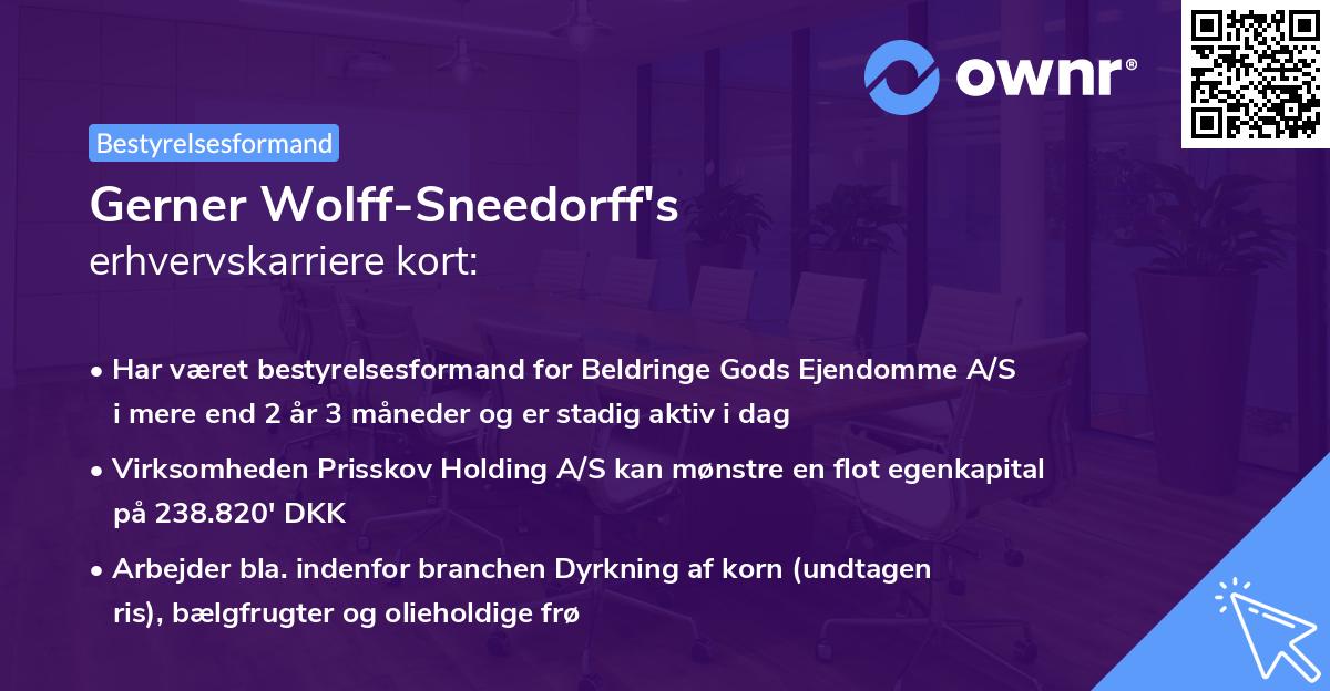 Gerner Wolff-Sneedorff's erhvervskarriere kort