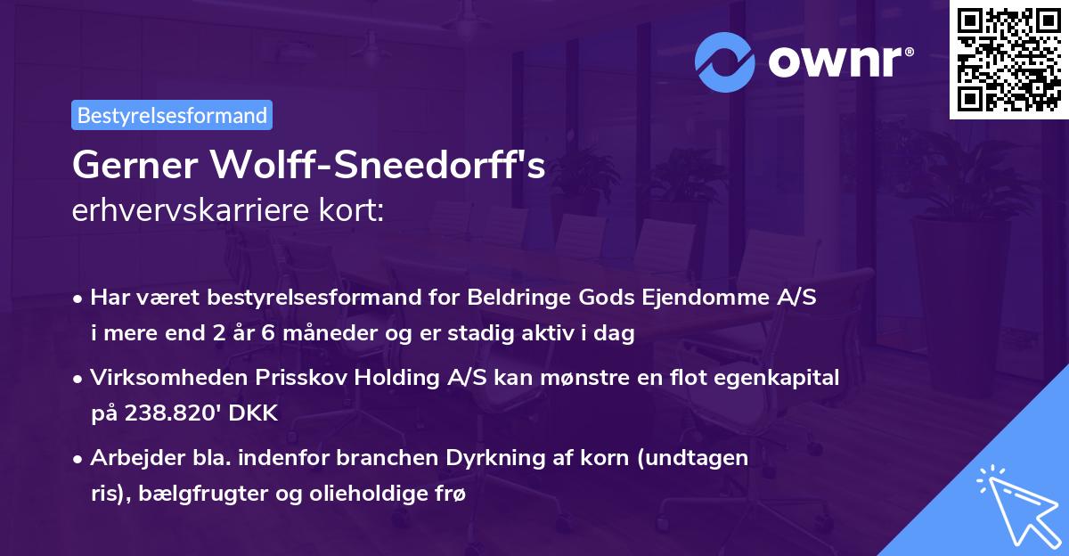 Gerner Wolff-Sneedorff's erhvervskarriere kort