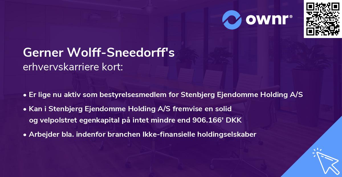 Gerner Wolff-Sneedorff's erhvervskarriere kort