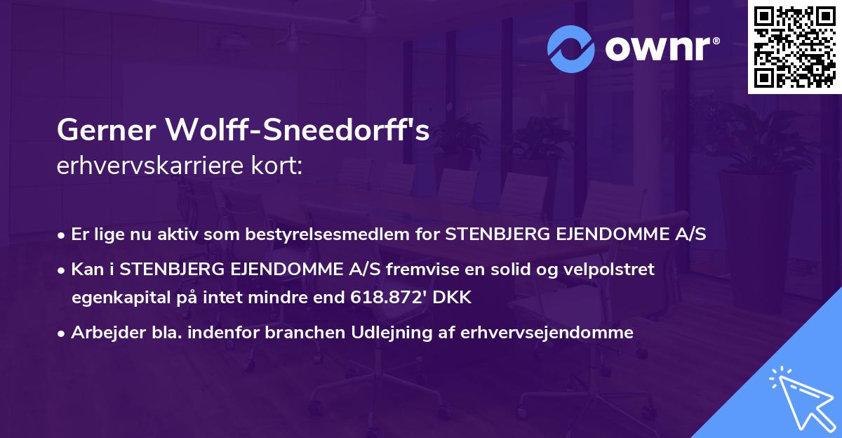 Gerner Wolff-Sneedorff's erhvervskarriere kort