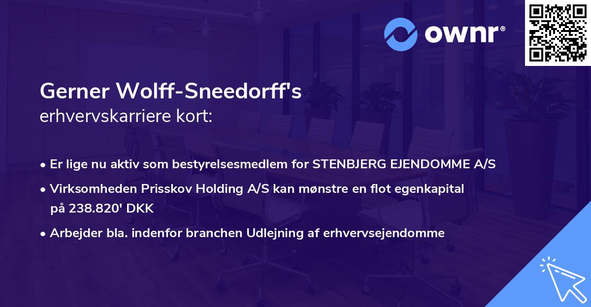 Gerner Wolff-Sneedorff's erhvervskarriere kort