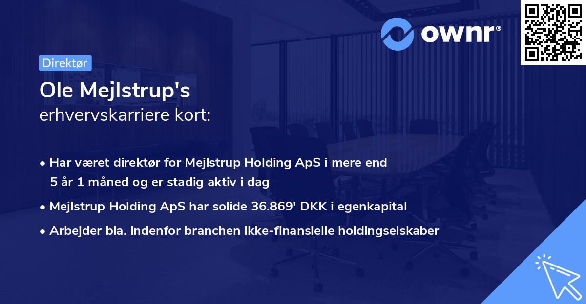 Ole Mejlstrup's erhvervskarriere kort