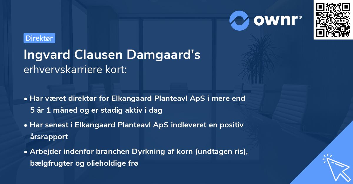 Ingvard Clausen Damgaard's erhvervskarriere kort