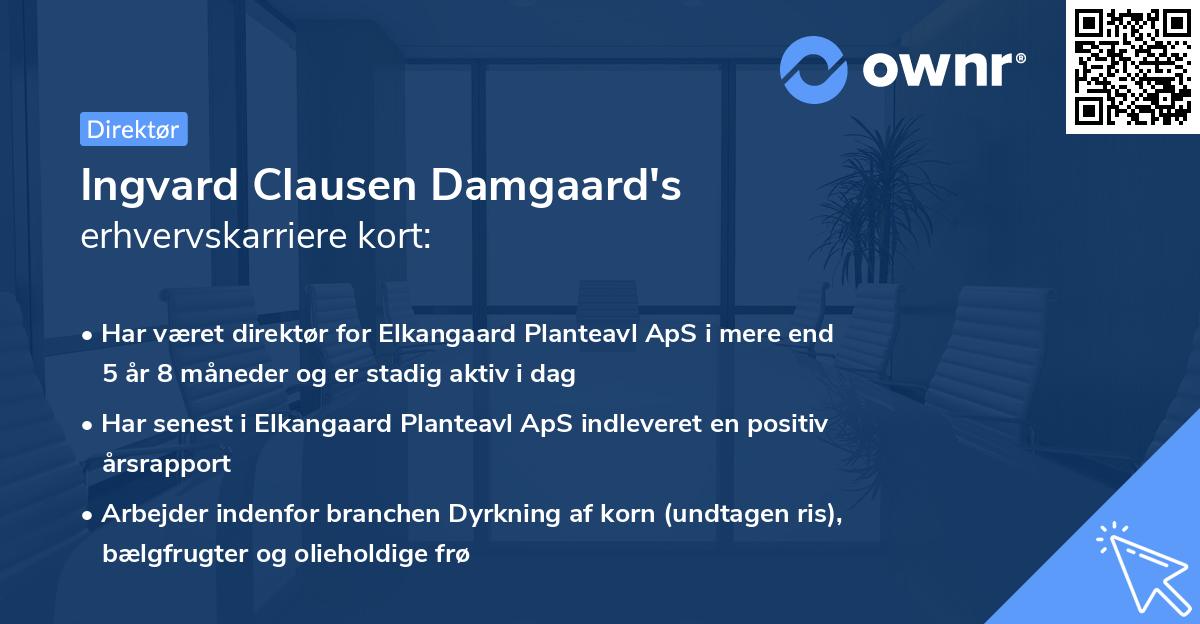 Ingvard Clausen Damgaard's erhvervskarriere kort