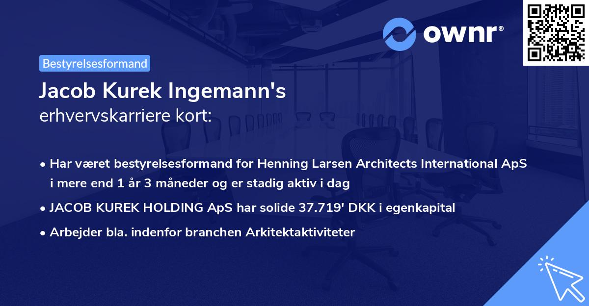 Jacob Kurek Ingemann's erhvervskarriere kort