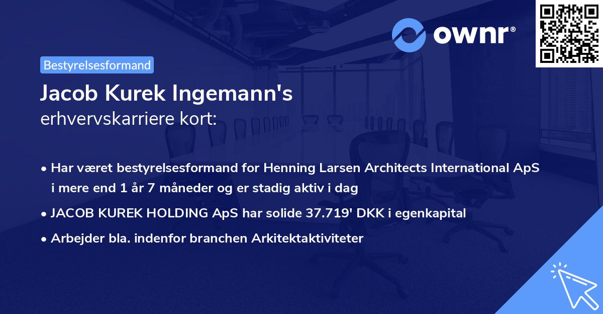 Jacob Kurek Ingemann's erhvervskarriere kort