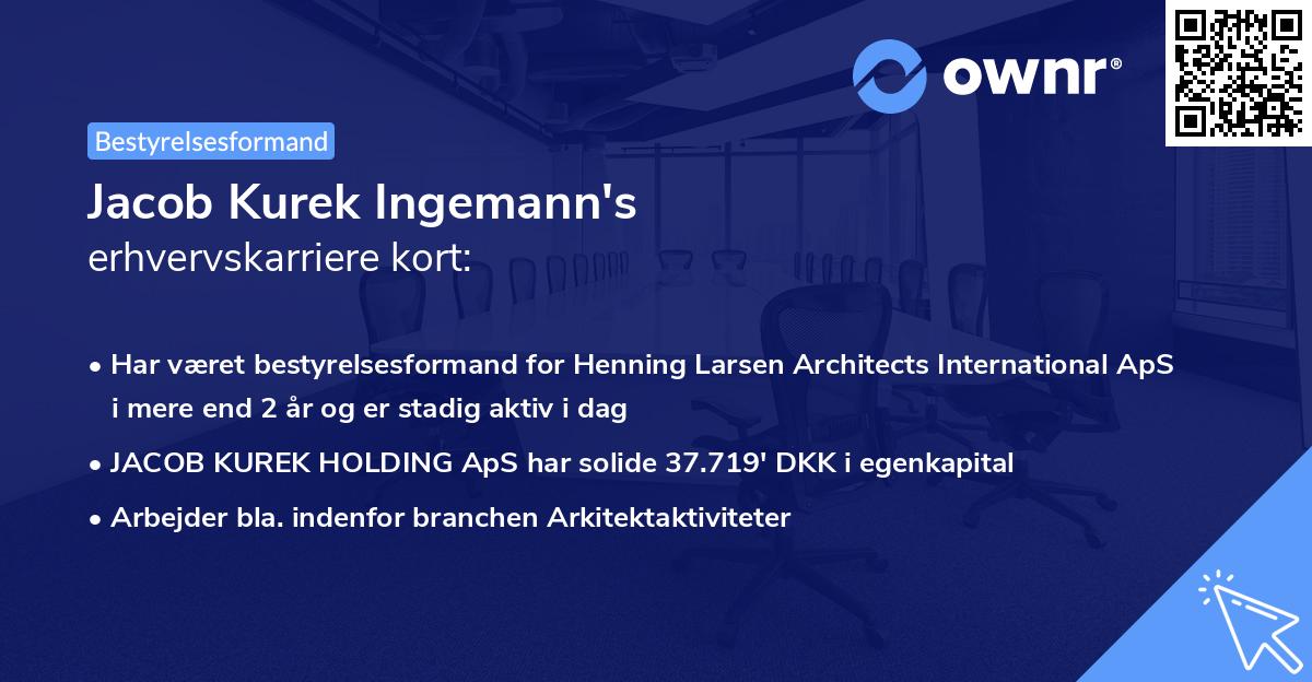 Jacob Kurek Ingemann's erhvervskarriere kort