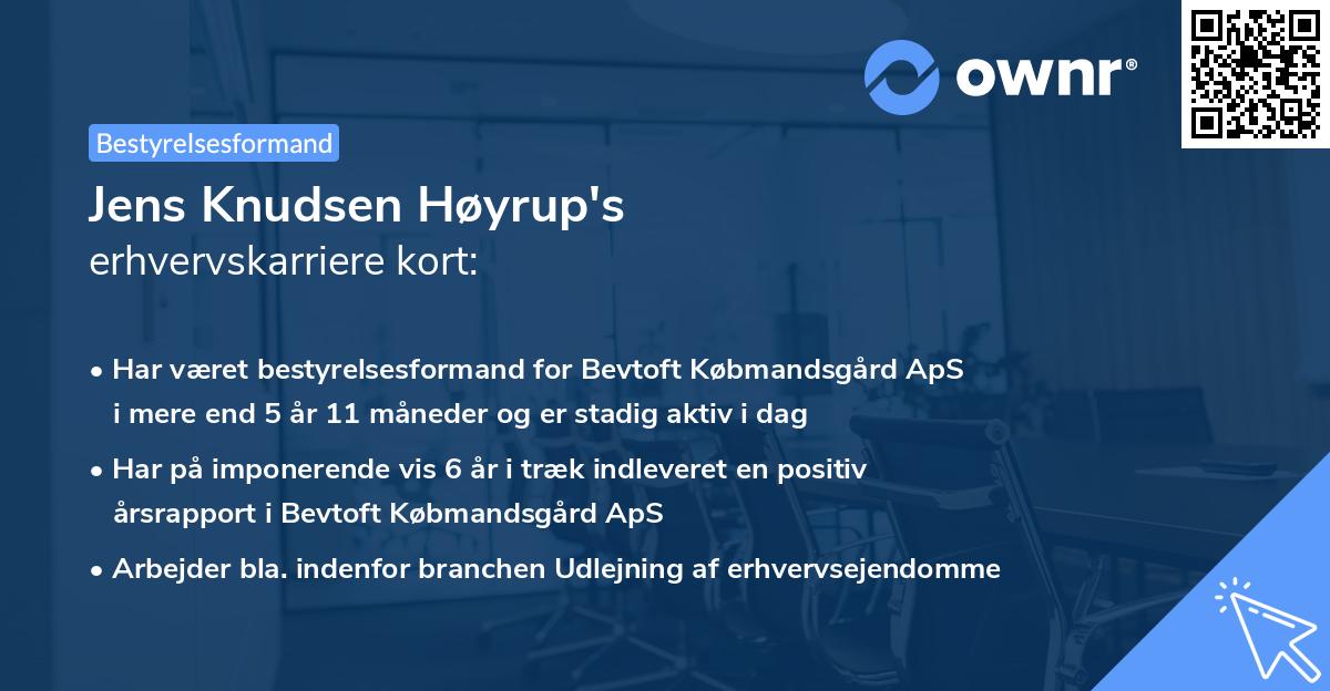 Jens Knudsen Høyrup's erhvervskarriere kort