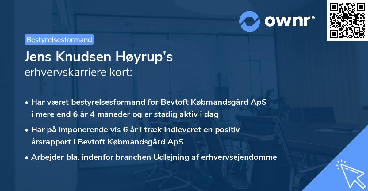 Jens Knudsen Høyrup's erhvervskarriere kort
