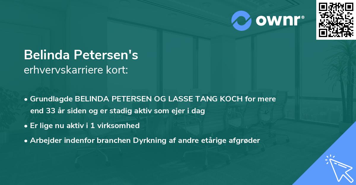 Belinda Petersen's erhvervskarriere kort