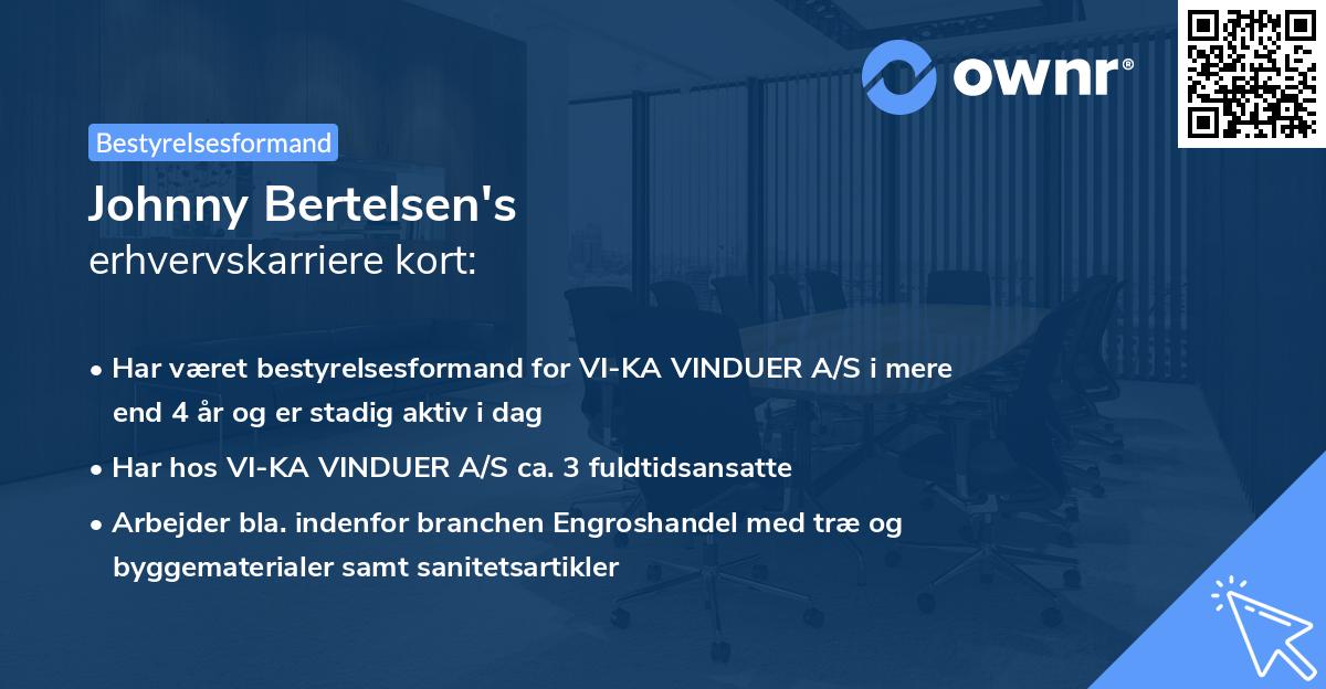 Johnny Bertelsen's erhvervskarriere kort
