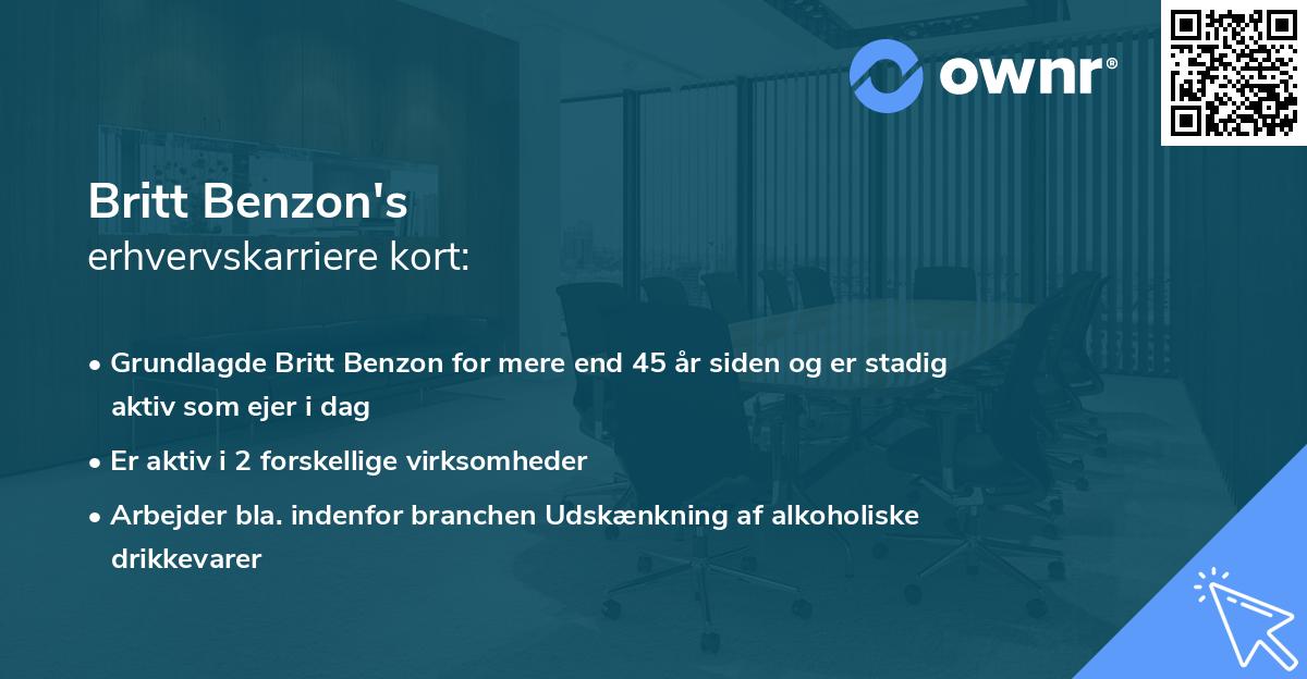 Britt Benzon's erhvervskarriere kort