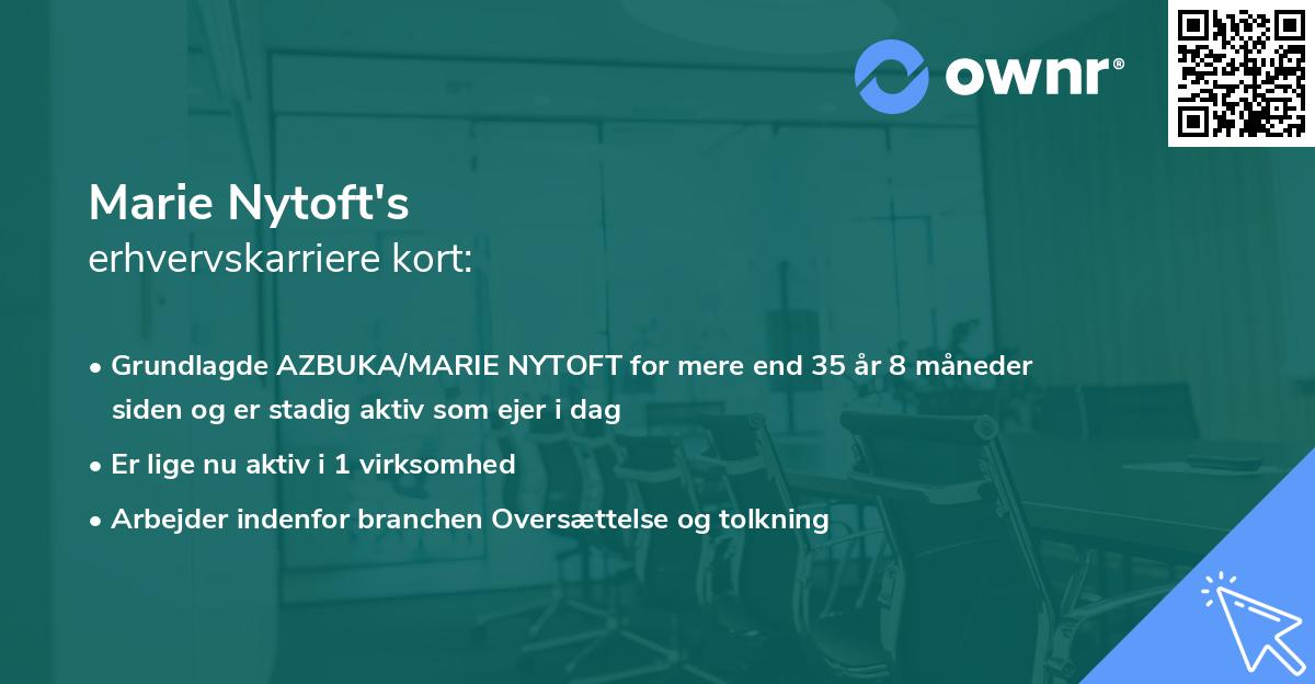 Marie Nytoft's erhvervskarriere kort