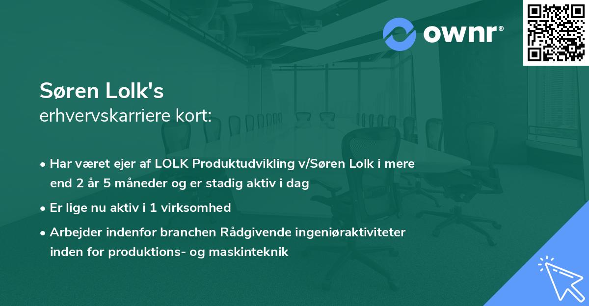 Søren Lolk's erhvervskarriere kort