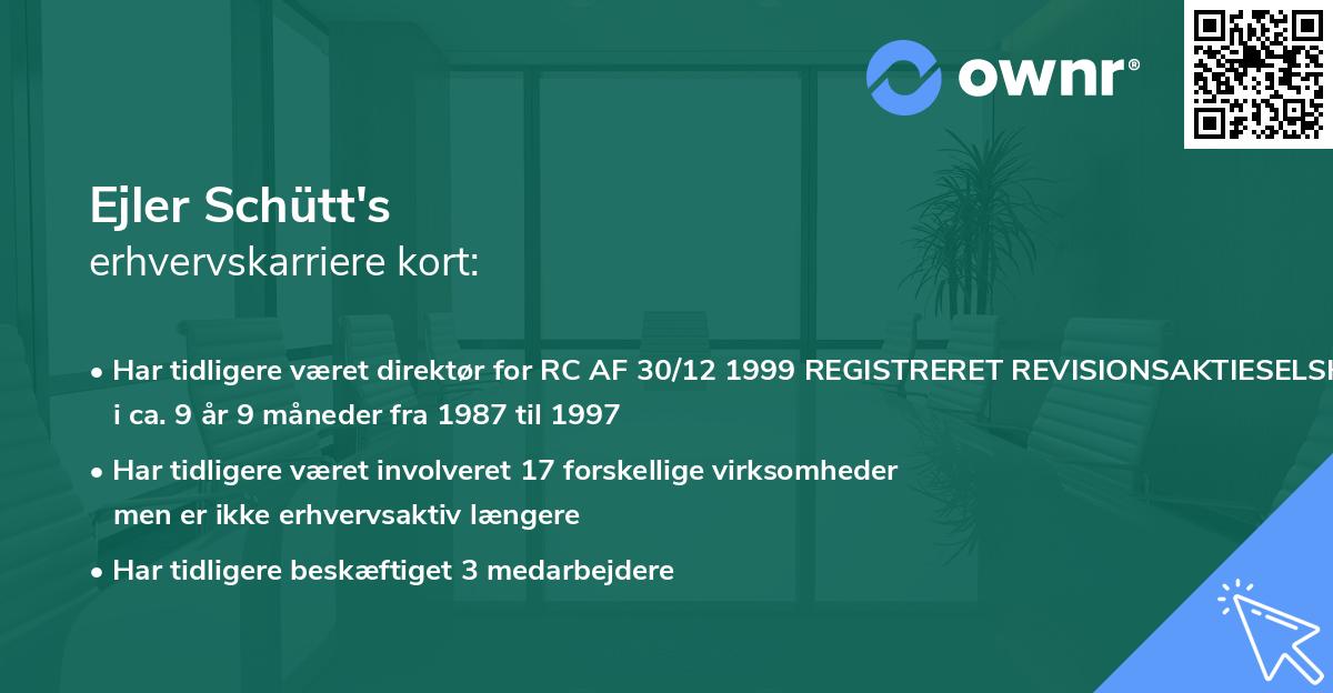 Ejler Schütt's erhvervskarriere kort