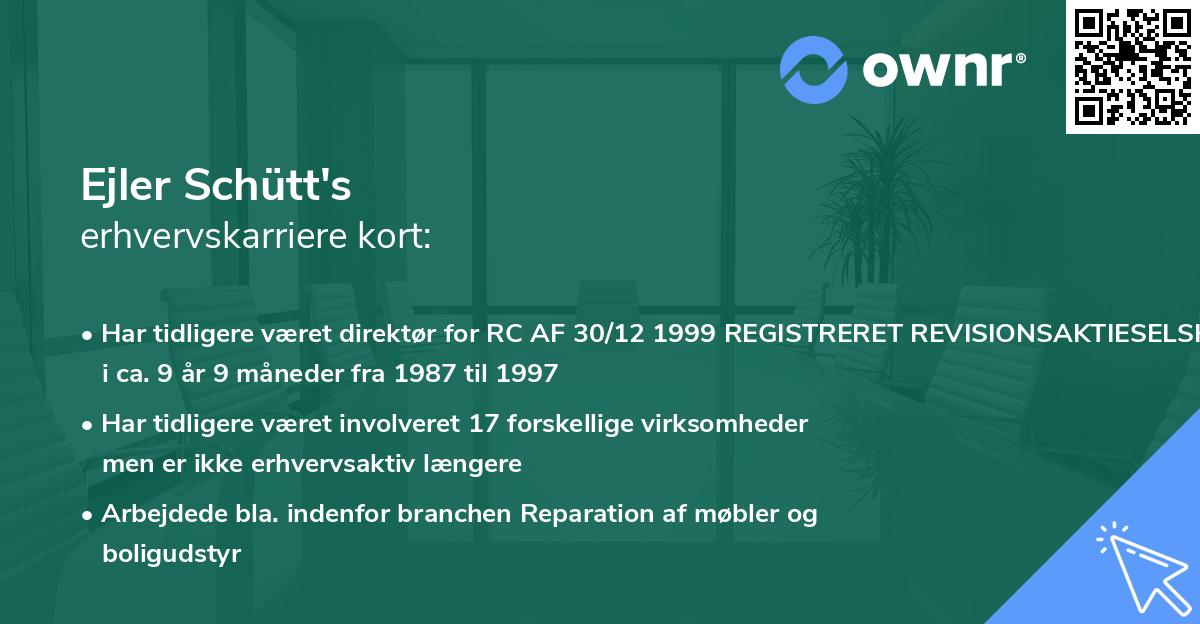 Ejler Schütt's erhvervskarriere kort