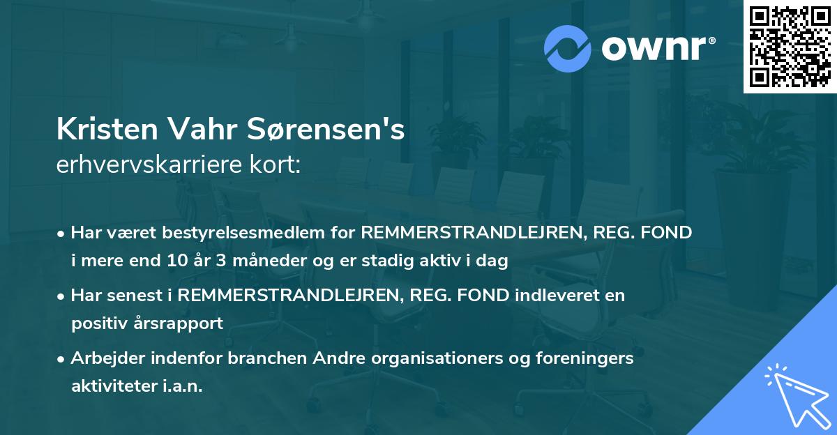 Kristen Vahr Sørensen's erhvervskarriere kort