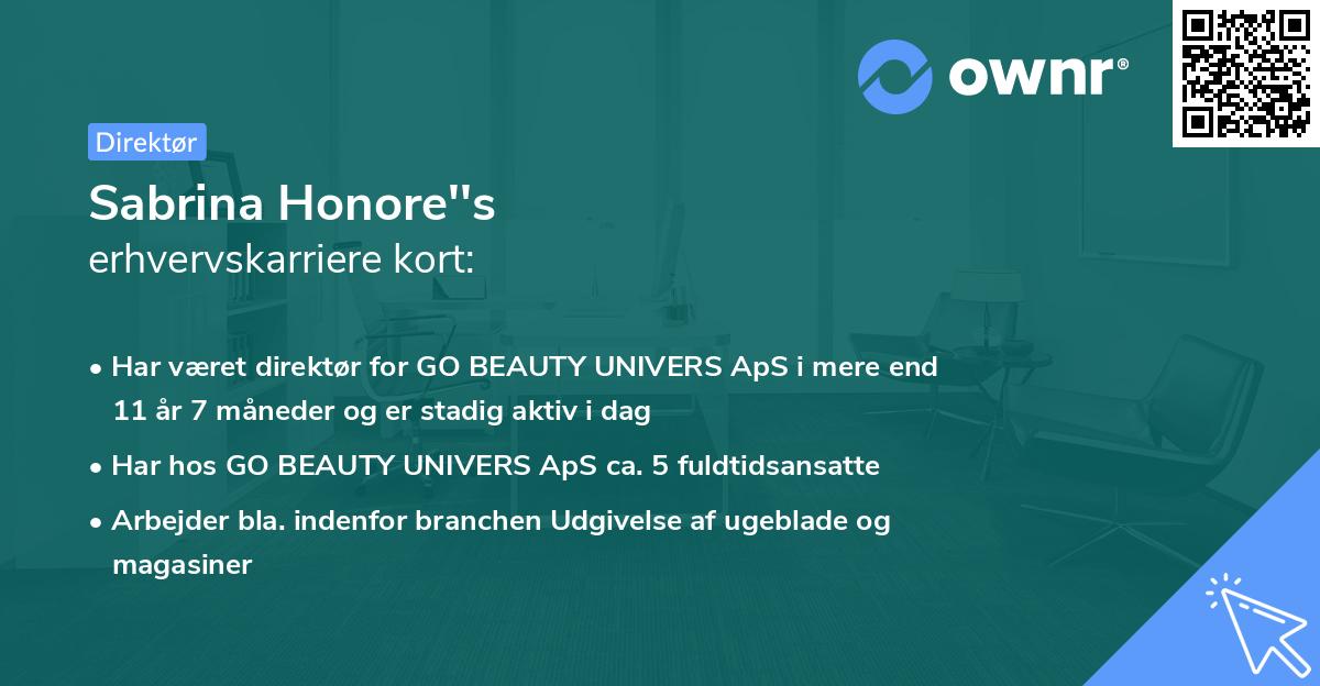 Sabrina Honore''s erhvervskarriere kort