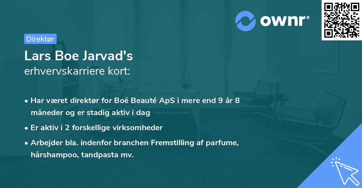 Lars Boe Jarvad's erhvervskarriere kort