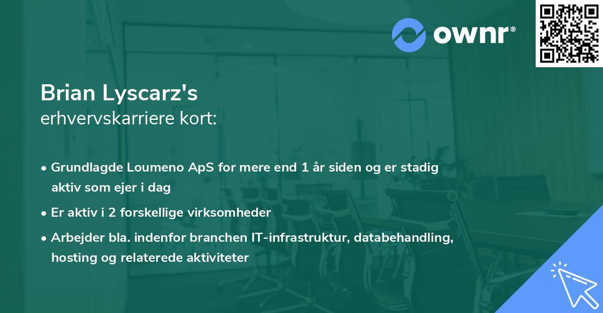 Brian Lyscarz's erhvervskarriere kort