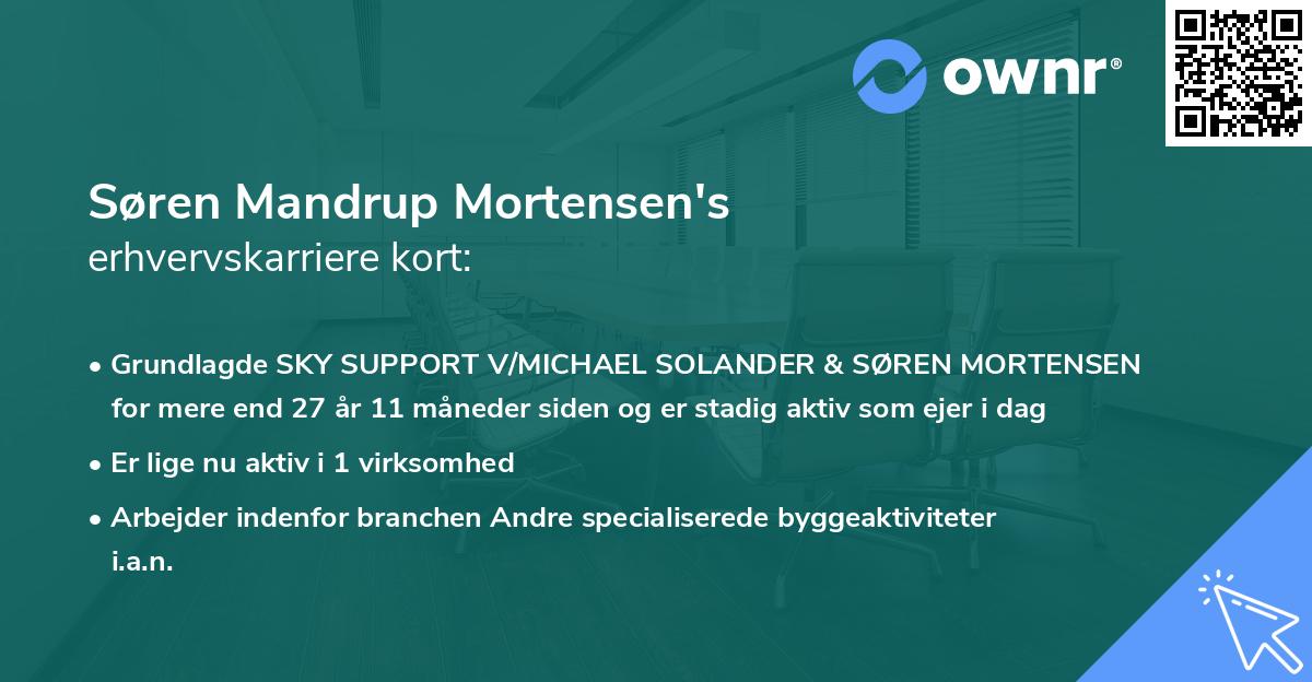 Søren Mandrup Mortensen's erhvervskarriere kort
