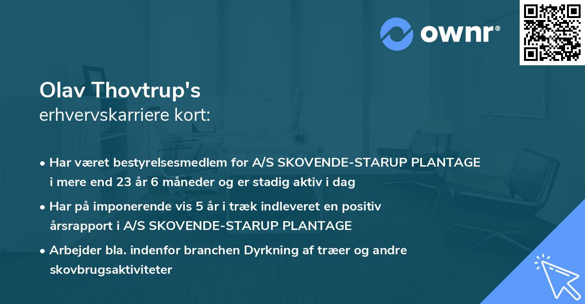 Olav Thovtrup's erhvervskarriere kort