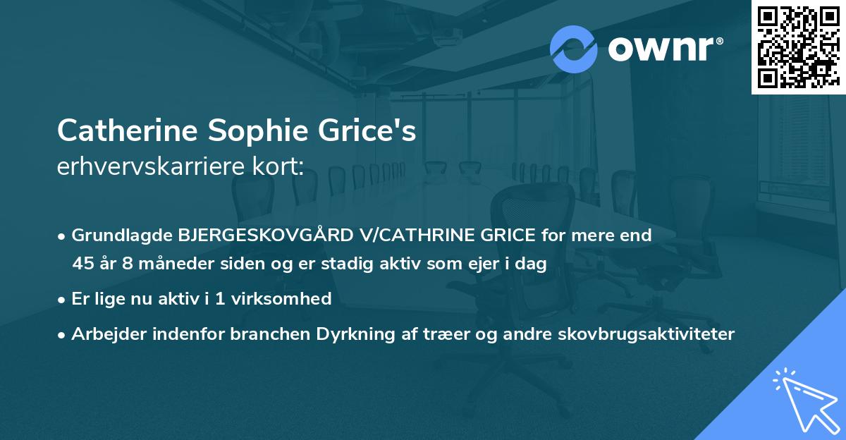 Catherine Sophie Grice's erhvervskarriere kort