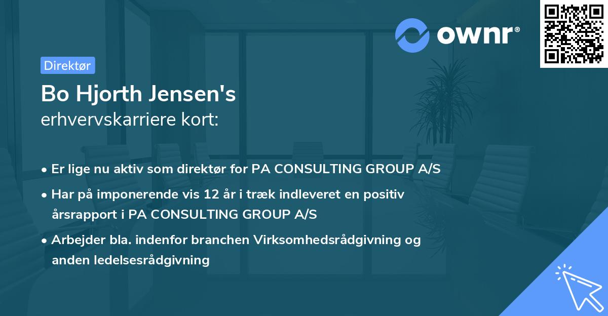 Bo Hjorth Jensen's erhvervskarriere kort