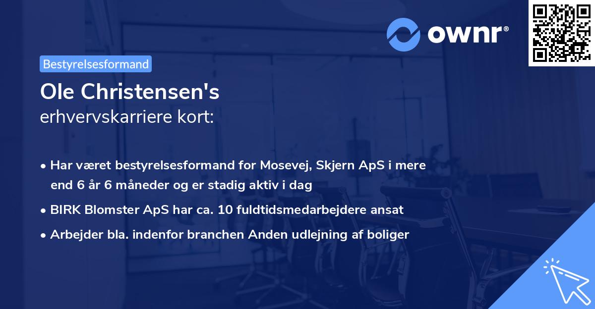 Ole Christensen's erhvervskarriere kort