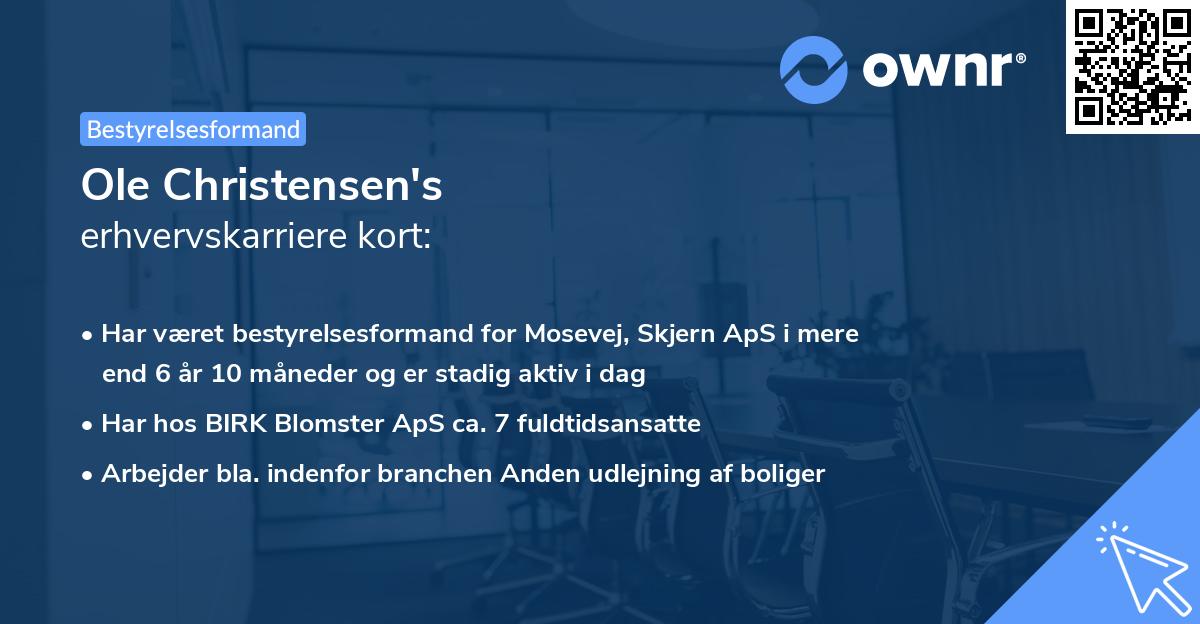 Ole Christensen's erhvervskarriere kort
