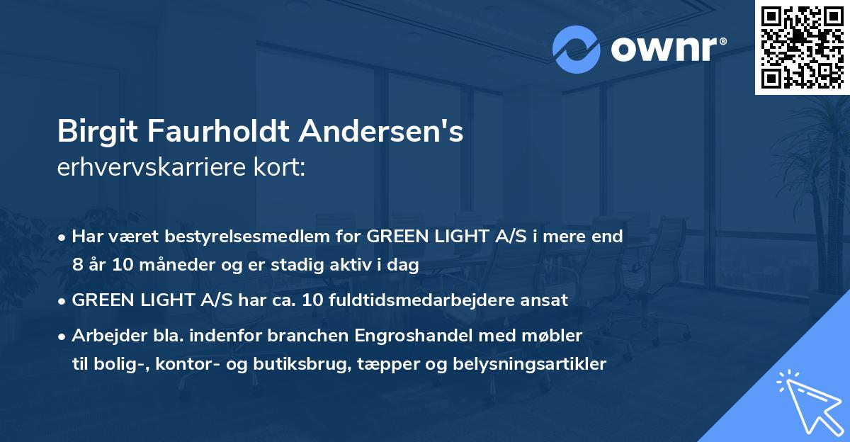 Birgit Faurholdt Andersen's erhvervskarriere kort