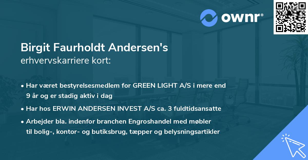 Birgit Faurholdt Andersen's erhvervskarriere kort