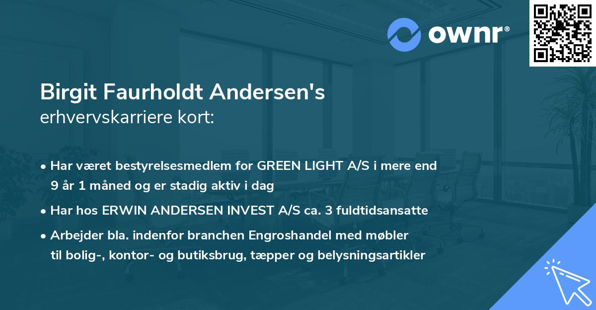 Birgit Faurholdt Andersen's erhvervskarriere kort