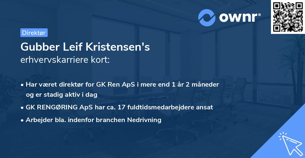 Gubber Leif Kristensen's erhvervskarriere kort