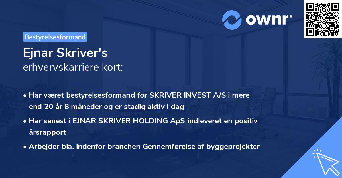 Ejnar Skriver's erhvervskarriere kort