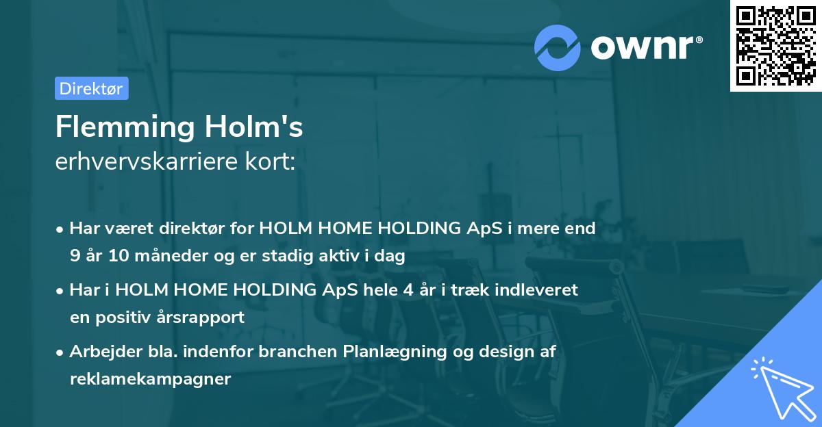 Flemming Holm's erhvervskarriere kort